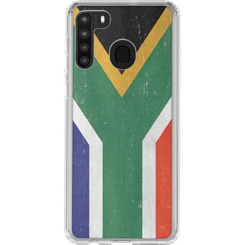 South Africa Flag Distressed Galaxy A21 Clear Case